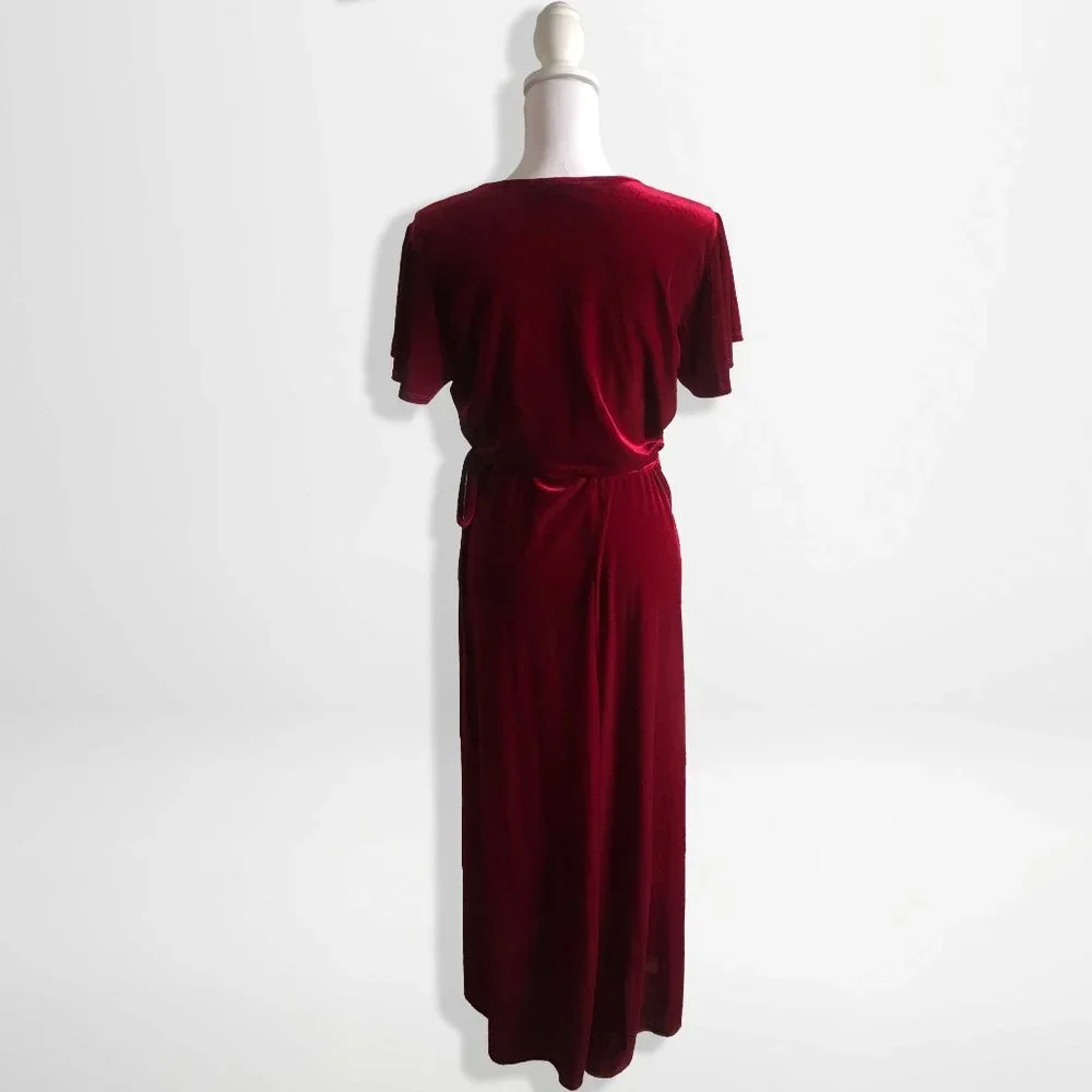 BHLDN Red Lush Velvet Maxi Dress for Cocktail or Bridesmaid | Size XL - Picture 2 of 4